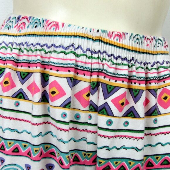 Vintage 80/90s Womens Blast Shorts Medium Knit Pastel Tribal Print Elastic Waist - Picture 6 of 10